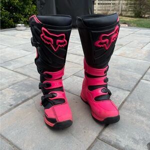 Fox Women's Hot Pink and Black Motocross Boots